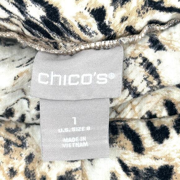 Chico's Pants Women Size 8 Multicolor Slim Fit Stretch Leopard Print 60 Rayon - Picture 10 of 14